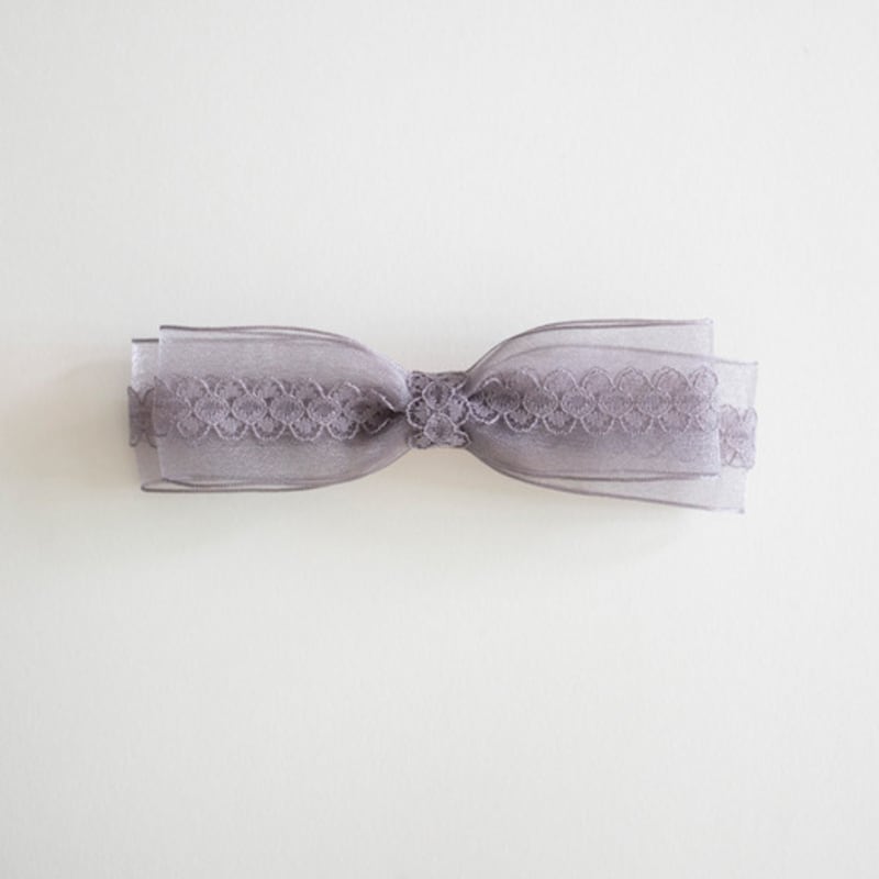 MERRYMOTIVE Ash gray double ribbon hairpin