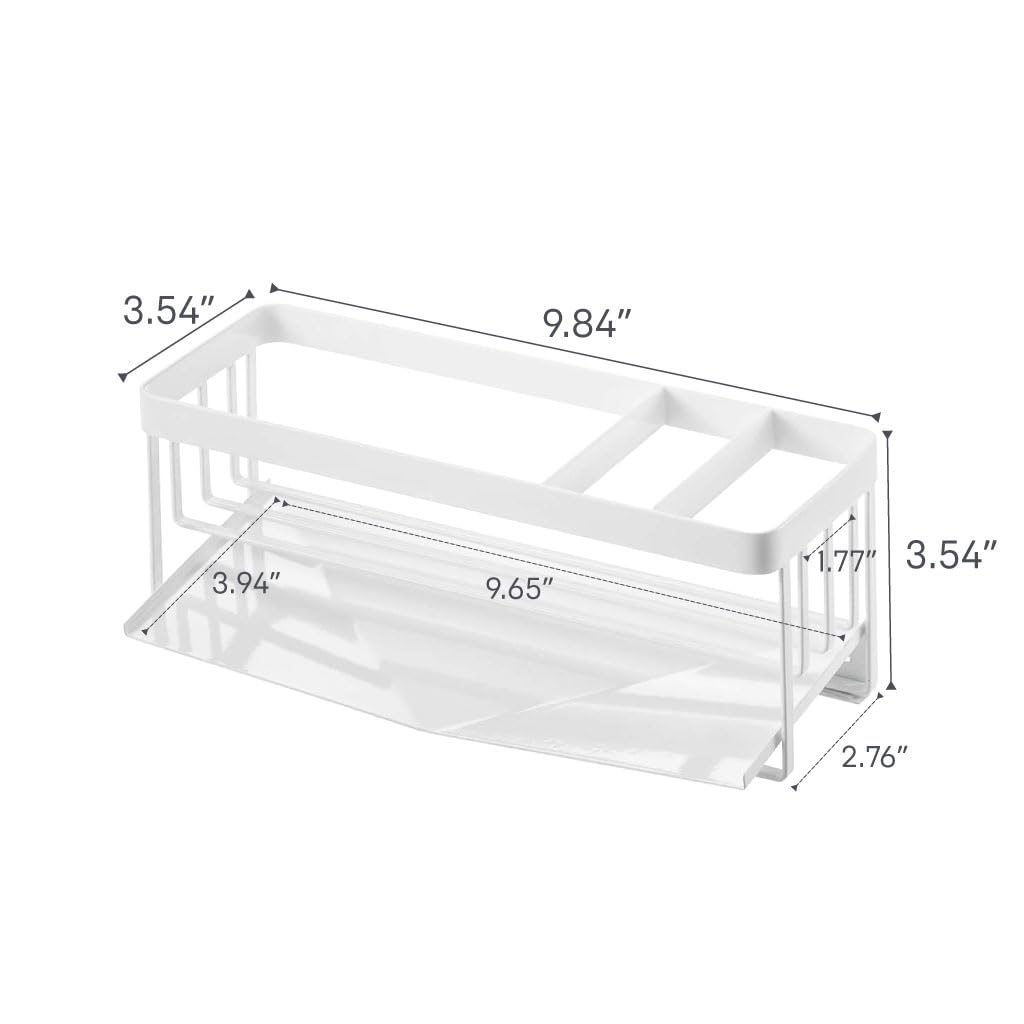 Yamazaki Sponge Bottle Holder with Water W25 x D10 x Tower Sponge Sponge Holder with Draining 5016 & Drainer, White, Approx. H9.5cm, Rack, Function,