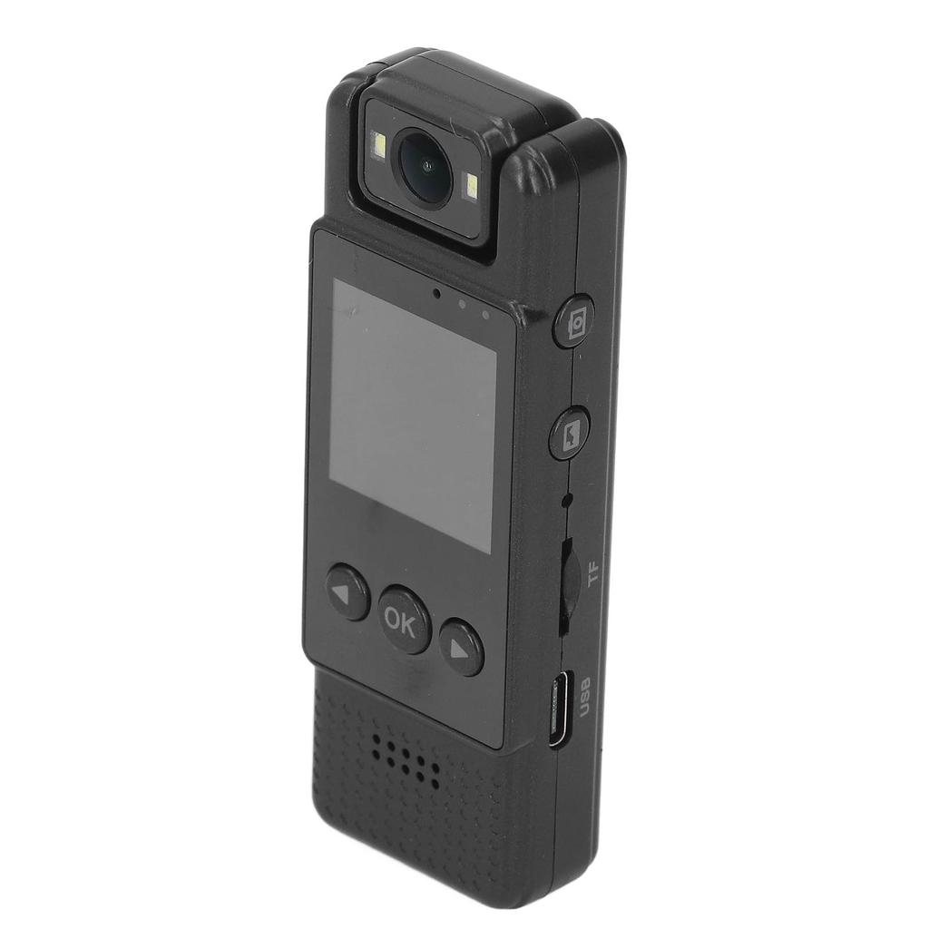 Body Video Recorder Black 1080P Portable 180° Rotatable Lens 1.3 Inch LCD Screen Supports Back Clip
