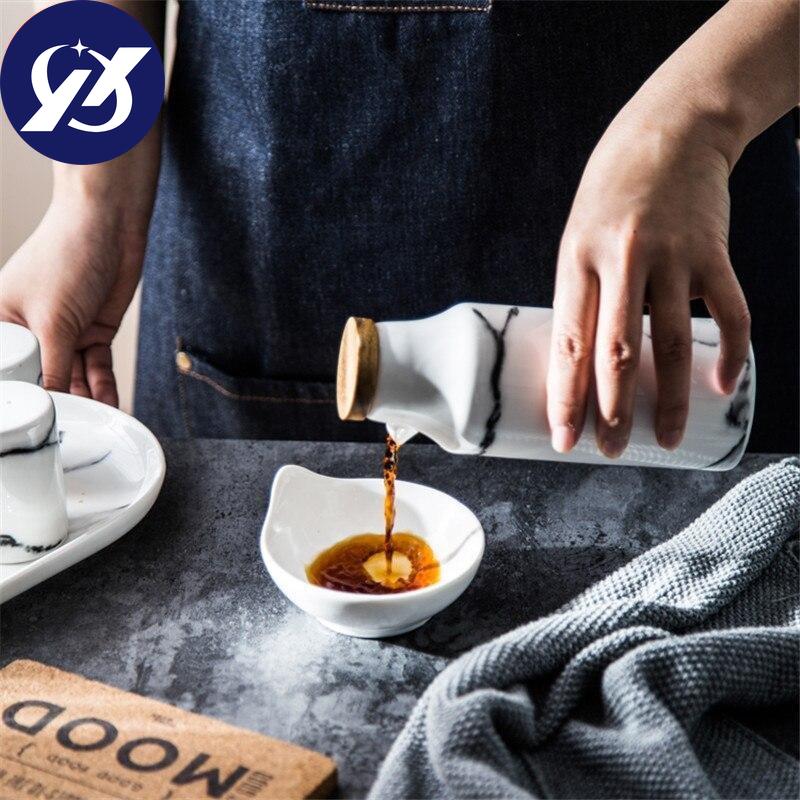 Keramická sada lahví na sůl a pepř na olej Mramorový vzor Olivy Sojové koření Láhve na ocet Svatební lahůdky Kuchyňské nástroje