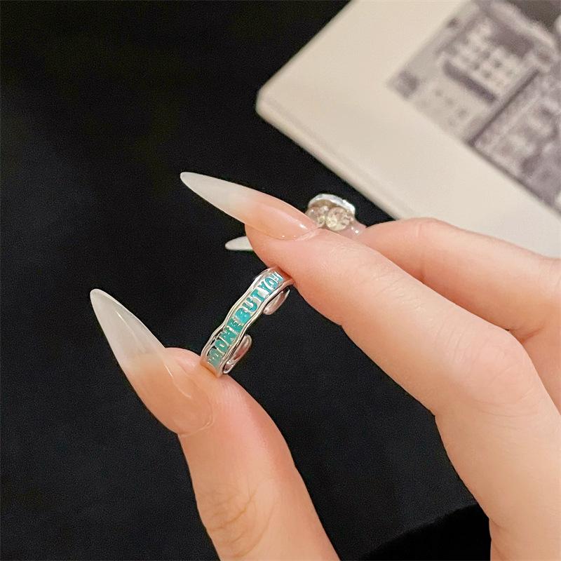Personalized Color Enamel Drip Glaze Open Couple Ring, High-End Niche Design Pair Ring, Fashionable Simple Retro Ring