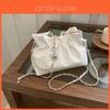 Small Pu Bucket Handbag With Wrinkled Texture And Chain Shoulder Strap For Street Fashion