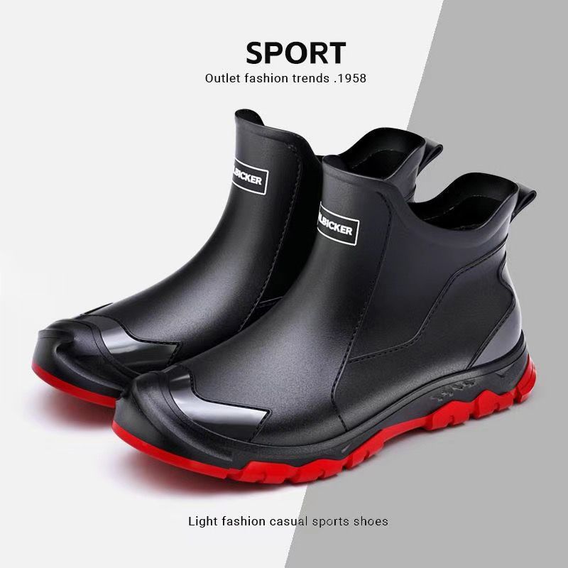 Fashion Short Rain Boots Men Go Out Versatile Rain Shoes Thick-soled Wear-resistant Water Shoes Non-slip Men