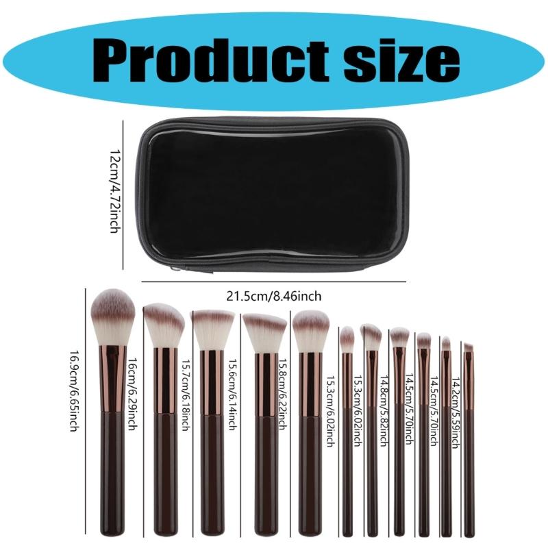 Portable 11 Pieces Makeup Brush Set For Travel Essential Cosmetic Brushes With Storage Bag for Women and Girls