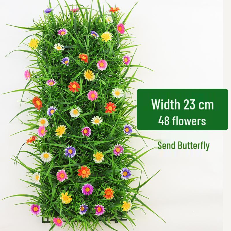 Artificial Green Plant Wall with Flowers - Decorative Turf Mat for Landscaping and Windowsills