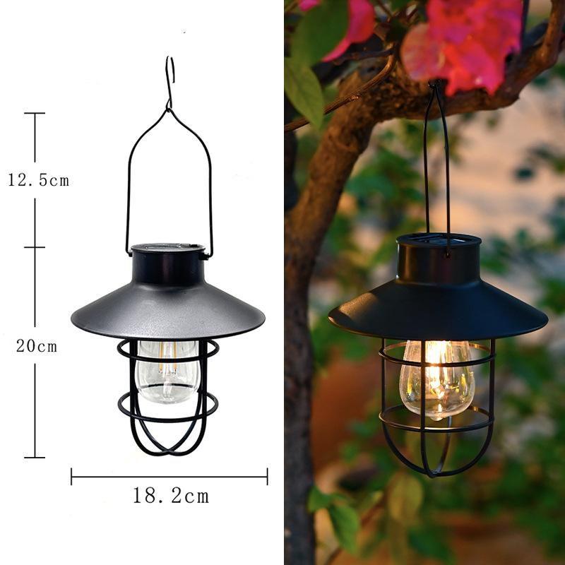 

Ретро кованый железный солнечный фонарь для двора: Уличная вольфрамовая нить для сада, балкона, кемпинга и декоративного ночного освещения.