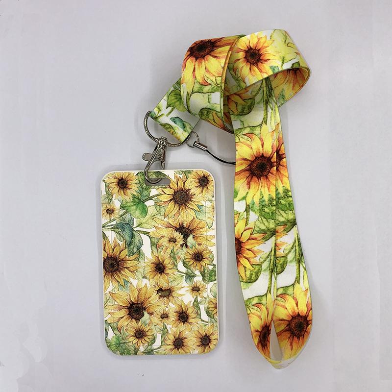 Yoga Sakura Credential Holder Little daisy Lanyard for Key Cute Neck Strap Card ID Badge Holder Key Chain Accessories Wholesale