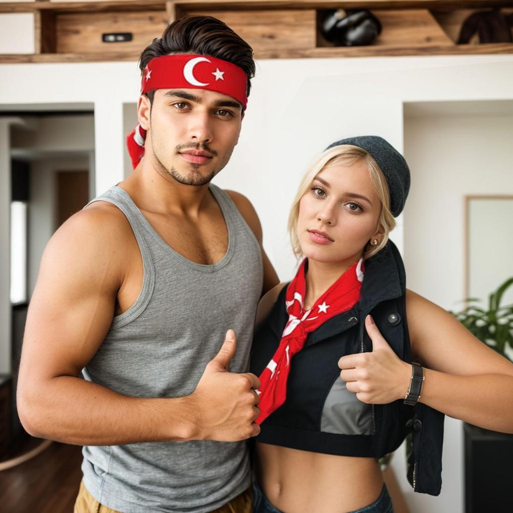 Turkish Flag Headband Sports Sweatband for Men Women Kids - Running Fitness Football Fan Accessories Headwrap
