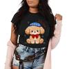 New Cute Cartoon Curly Dog Printed Tshirt Casual Short Sleeve Suitable for Four Seasons Daily Wear Womens Tshirt