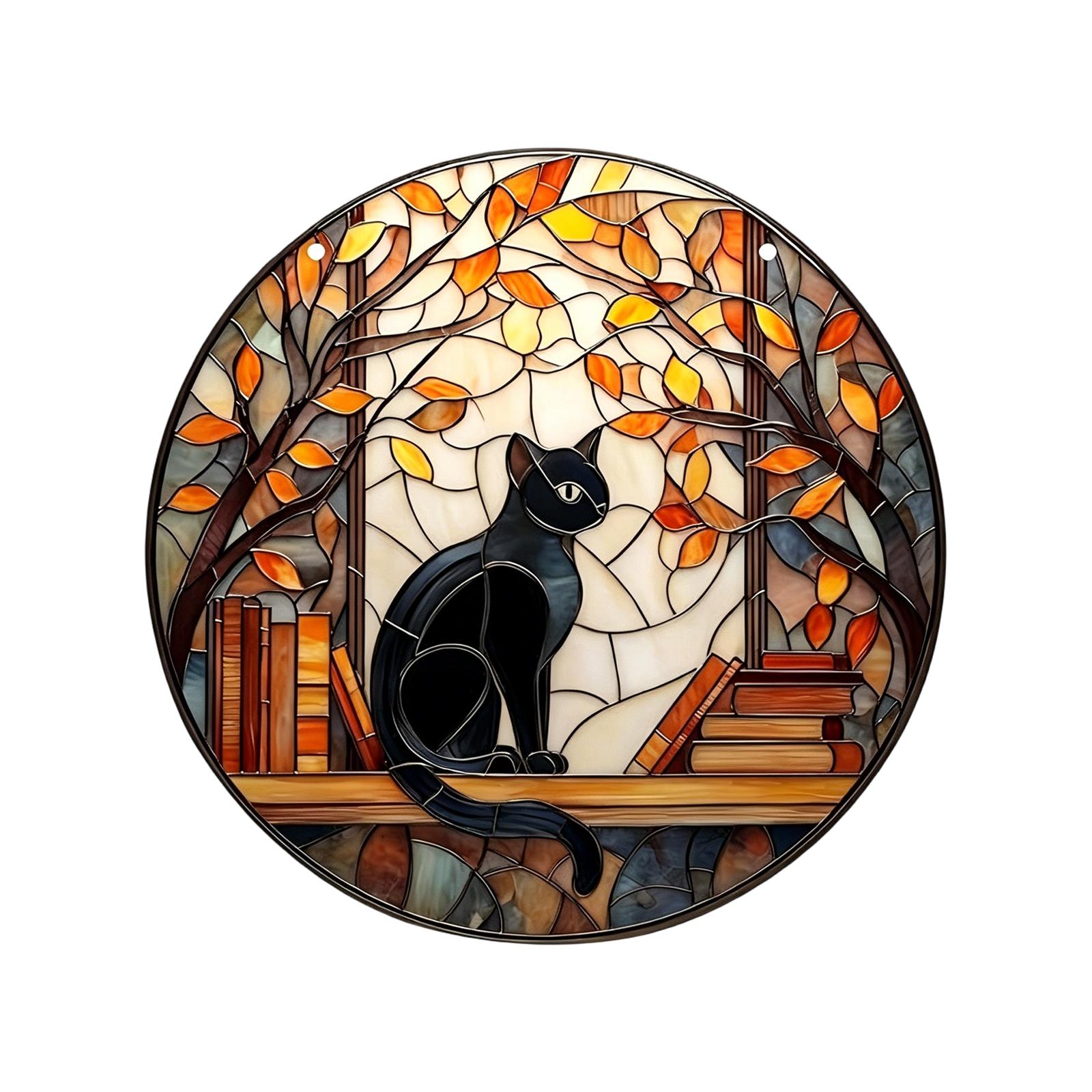 

Creative Round Hanging Pendant Dragon Bookshelf 2D Flat Acrylic Sun Catcher Living Room Decoration Wall Art Window Ornament One Size
