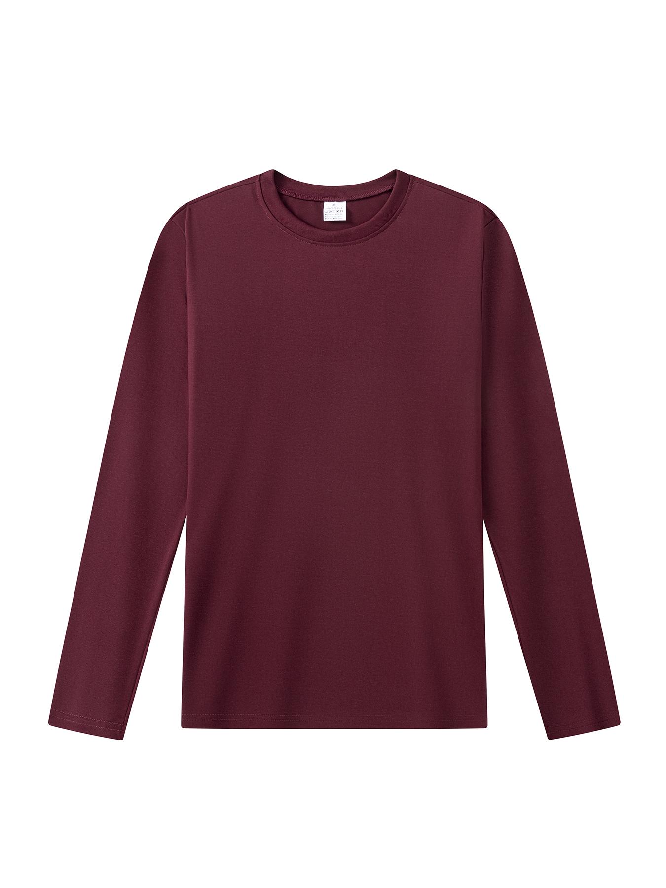 Frühling Sommer Herren Langarm T-Shirts Lässig Rundhals Weiche T-Shirts Oberteile Herren Sport Bequem Vielseitig Basics T-Shirts XL lila rot