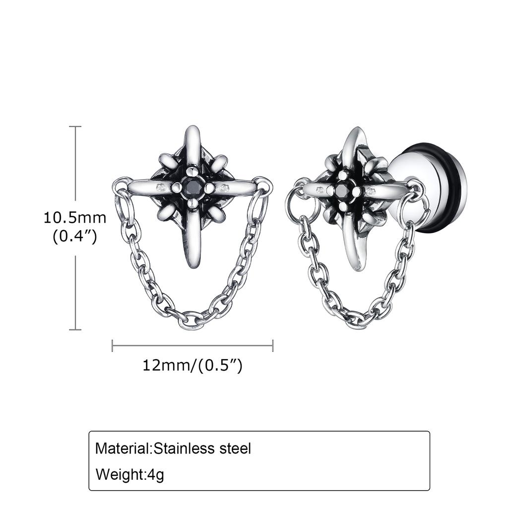 Spider/Cross/Cat/Crow/Four-pointed Star Stud Earrings for Unisex Unique Design Punk Personality Earrings Enamel Fashion Jewelry