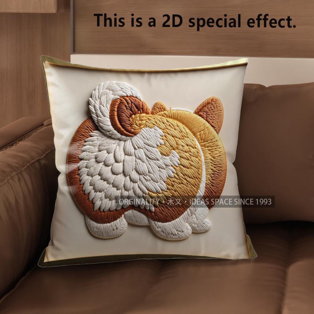 2D Cute Pembroke Welsh Corgi Pillow Covers Designs Pattern Cushion Cover Suitable For Sofa Bedroom Car Pillow Cover