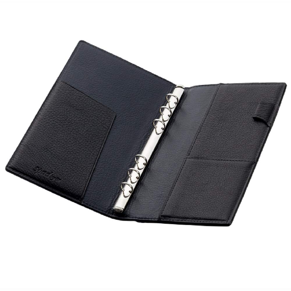SPAD YAK Leather System Planner Bible 11mm Notebook Black X Navy