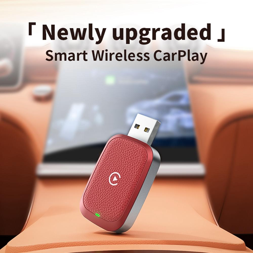 

Wired to Wireless Carplay Adapter for iPhone Fast Connect Leather Coated Wireless Carplay Dongle Type A