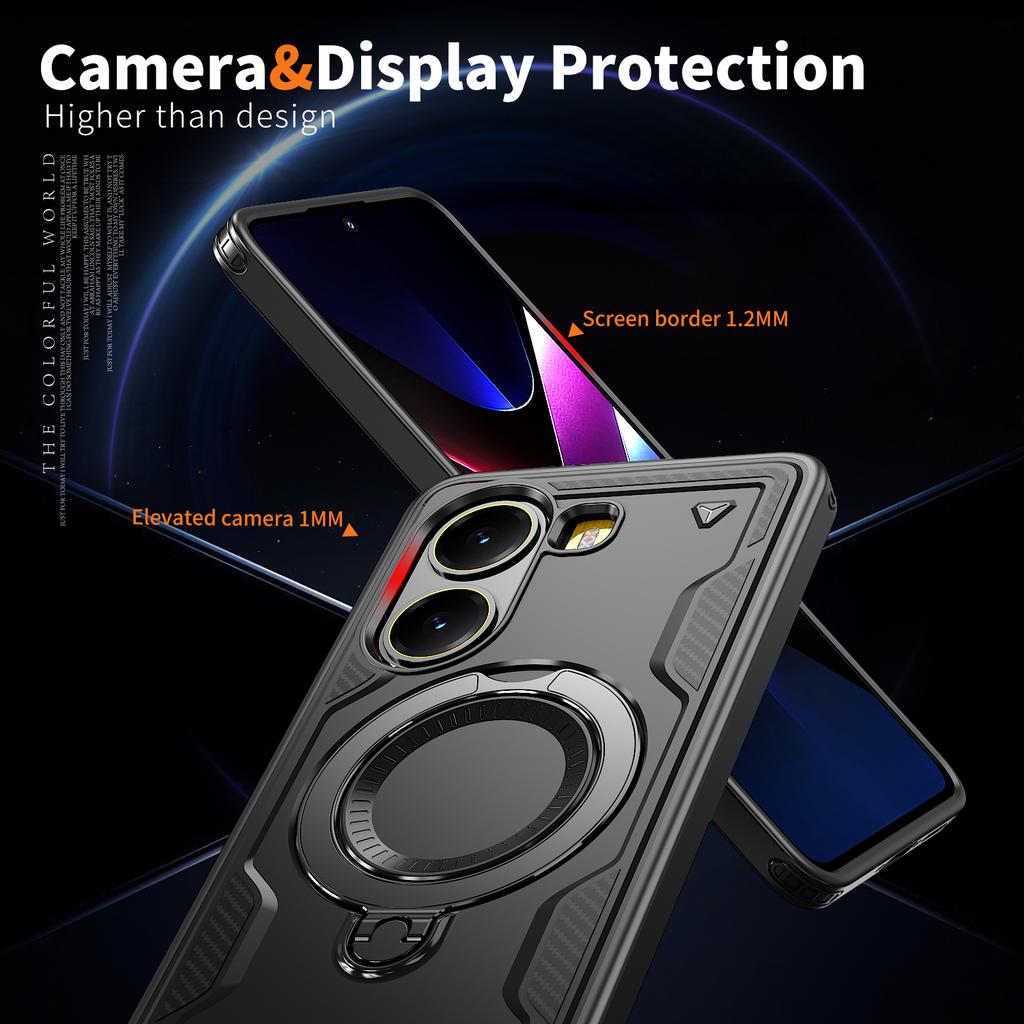 Shockproof Bumper For POCO X7 Pro Magnetic Ring Rotating Folding Bracket Phone Case For POCO F7 Ultra X6 M6 Pro Dual Layer Cover