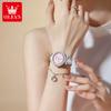 OLEVS Quartz Wristwatch Elegant Luxury Ceramics Strap Waterproof Auto Date Diamond Bezel Watch for Women