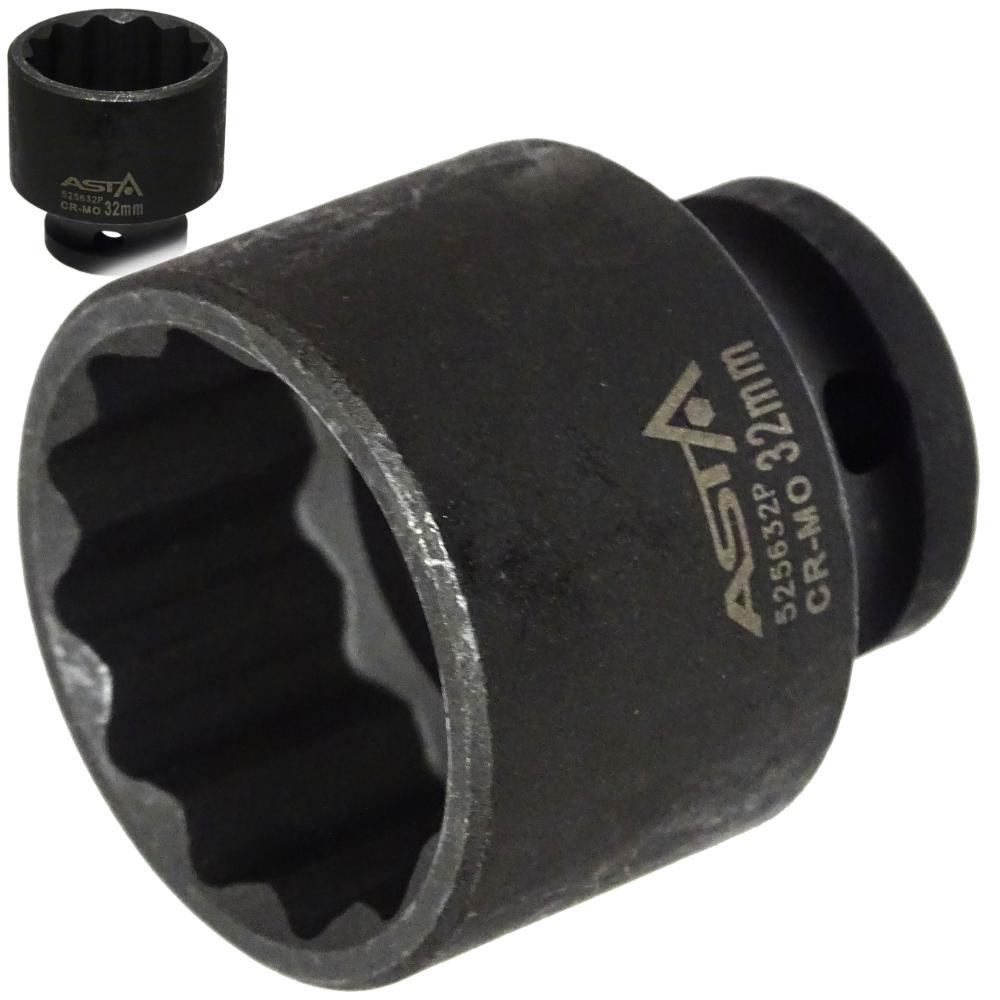 Impact Socket 32mm 12-point 1/2' Socket Wrench CR-Mo, Asta