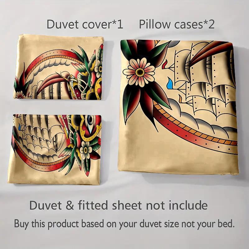 Nautical, floral, colorful. Bedding Duvet cover sets Duvet covers Pillowcases gifts (1 * Duvet Cover 2 * Pillowcases, without duvet insert)