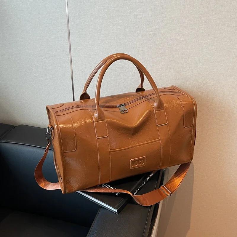 PU Solid Zipper Shoulder Bag large capacity simple elegant soft versatile Crossbody Travel Handbag