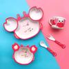 Cartoon cute bamboo fiber children's tableware set animal household baby auxiliary food bowls divided plate eco friendly dishset