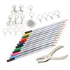 Keychain Craft Set Complete DIY Keychain Tools with Colored Pencils Hole Punch for DIY Craft Toys Gifts