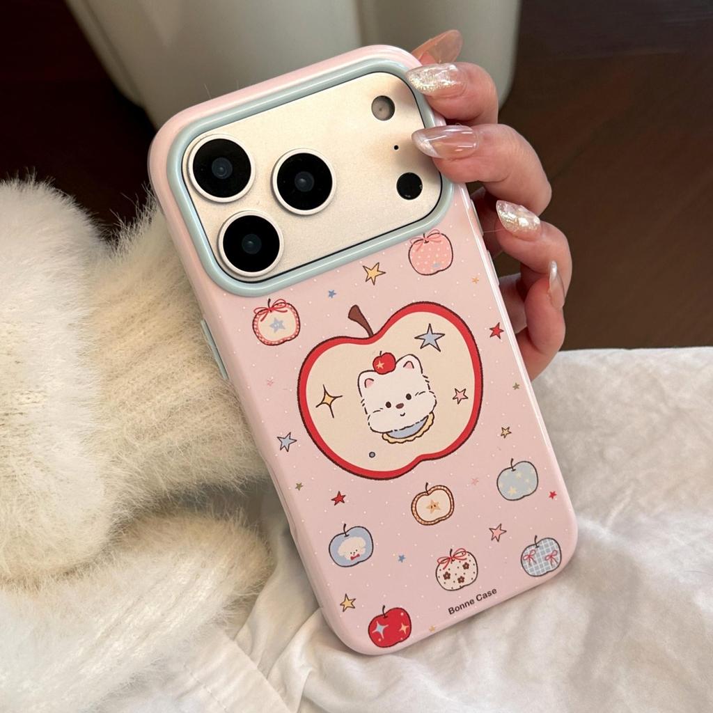 ins style color apple puppy suitable for 17 mobile phone case iphone16pro cartoon 15 soft 13 high value 14 contrasting colors