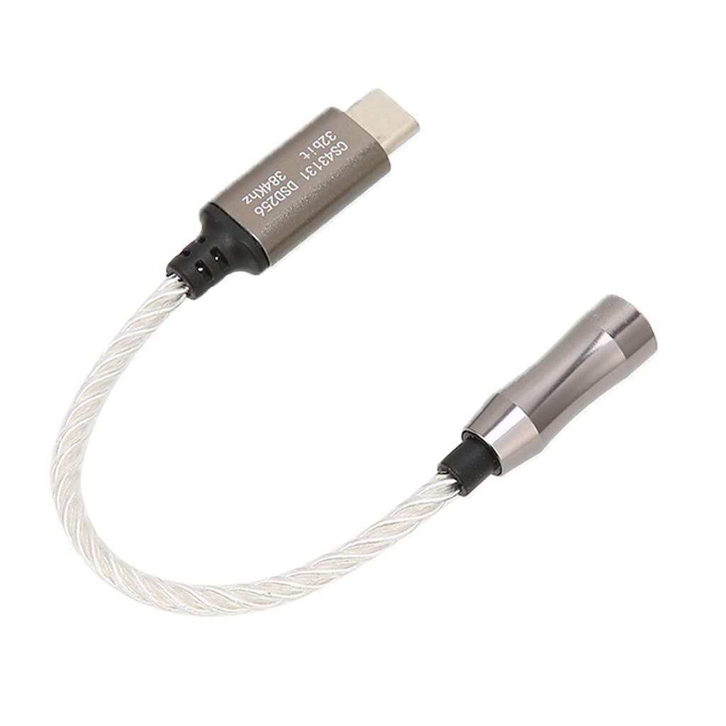 Typ C auf 3,5 mm Kopfhörerverstärker 15 cm 5,9 Zoll 120 dB Kopfhörerverstärker für Android PC Silber