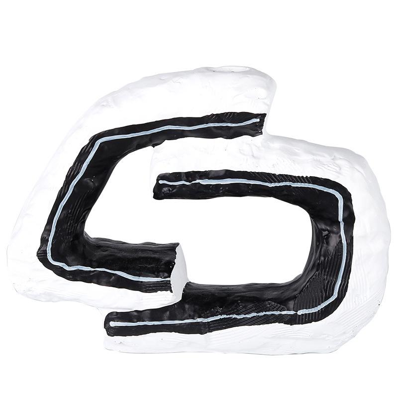 Modern Black and White Geometric Hollow Flower Utensils, Living Room Entrance Decorations, Model Room, Home Art, Simple Vase Decorations