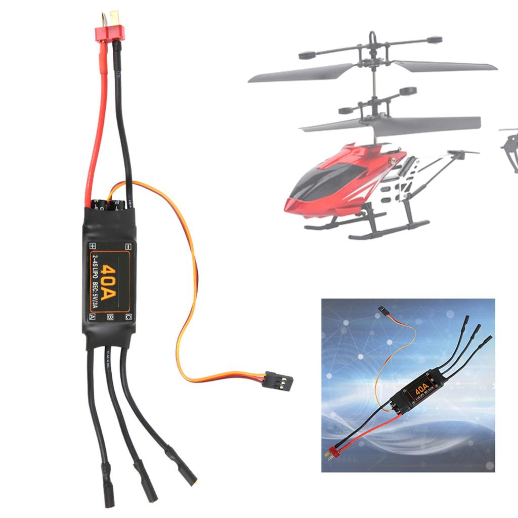 40A Speed Controller Brushless ESC RC Drone Helicopter FPV Parts AccessoriesBlack