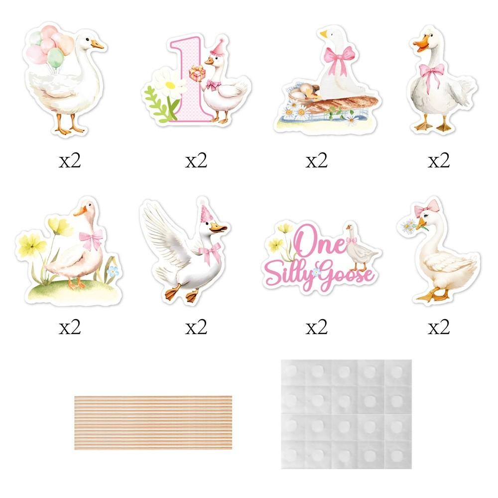Kids White Party Swan Party Decor Supplies With Flag Pulling Rotating Hang Tag