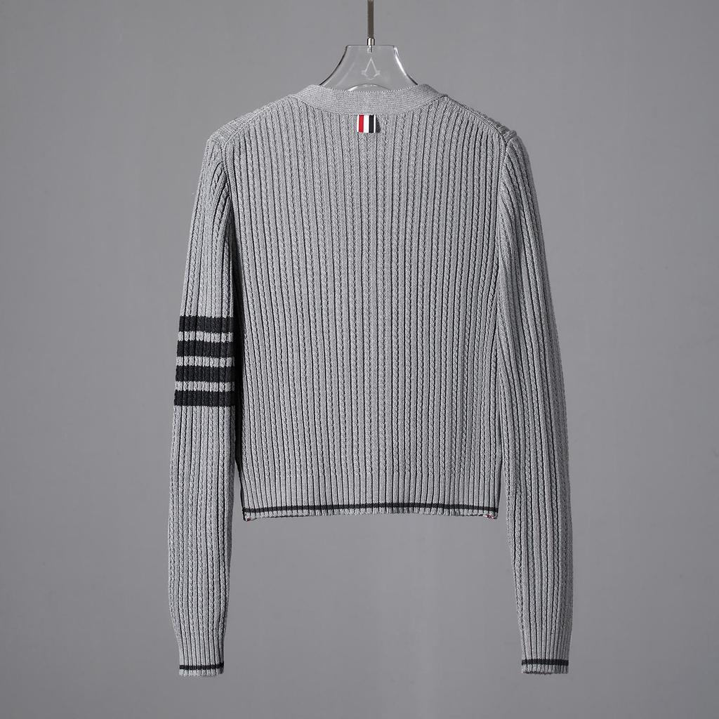 TBJL Damen Klassischer Strick-Cardigan mit vier Streifen - Herbst/Winter High-End Schlankmachende Mode.