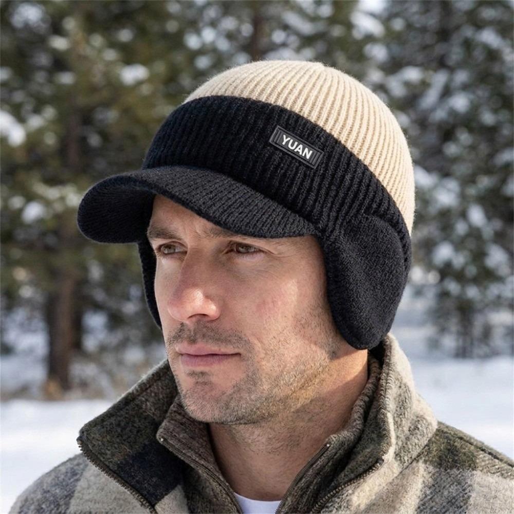 Thick Men's Knit Hat Windproof Ear Flap Hat New Cycling Beanie Outdoor