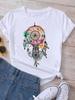 Women's Pattern Short Sleeve T-Shirt Women's Summer Clothing Feather 90S Fashion Women's University T-Shirt