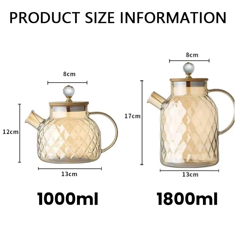 1/1,8l Konvička se sítkem Bambusové víčko Žáruvzdorné Vintage sklo Čajové sítko na horkou studenou vodu, ochucený čaj a ovocnou šťávu