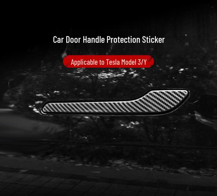 Tesla Model 3/Y Carbon Fiber Door Handle Sticker - Decorative Accessory