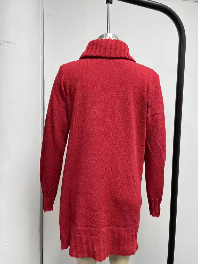 Pulovere moi elegante de bază tricotate topuri modă toamnă și iarnă guler înalt guler rotund tricotat pulover casual cu mânecă lungă pulover