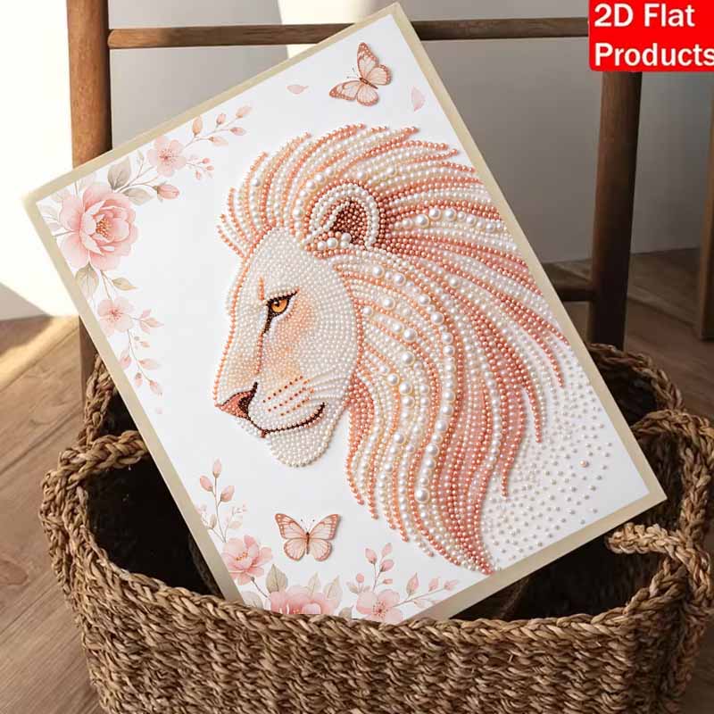 DIY Pearl Embroidery Diamond Painting Kit Majestic Lion Sparkling Beads Art Craft Handmade Decoration Gift for Home