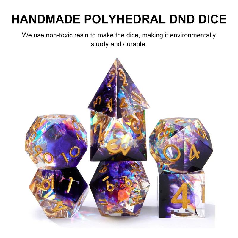 7Pcs/Set Resin For DND Dice D&D Dice Set D4 D6 D8 D10 D% D12 D20 Polyhedral Games For  Dungeons And Dragons Table Games MTG RPG