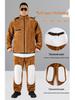 Leather Jacket and Pants Set: Fleece-Lined, Windproof, Waterproof, Oil-Resistant - Ideal for Drivers and Delivery Workers in Winter