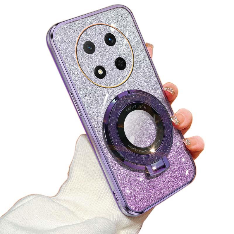 Luxury Plating For Honor Magic 7 Lite Pro 5G X9C Magnetic Stand Holder Glitter Case For Honor X9C Magic Pro Lite 7 5g Soft Cover