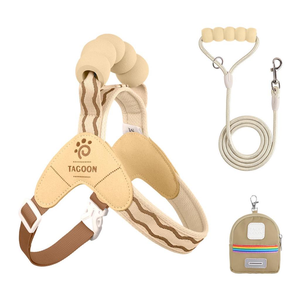 Dopamine Colored Dog Harness & Leash with Cloud Sponge Handle