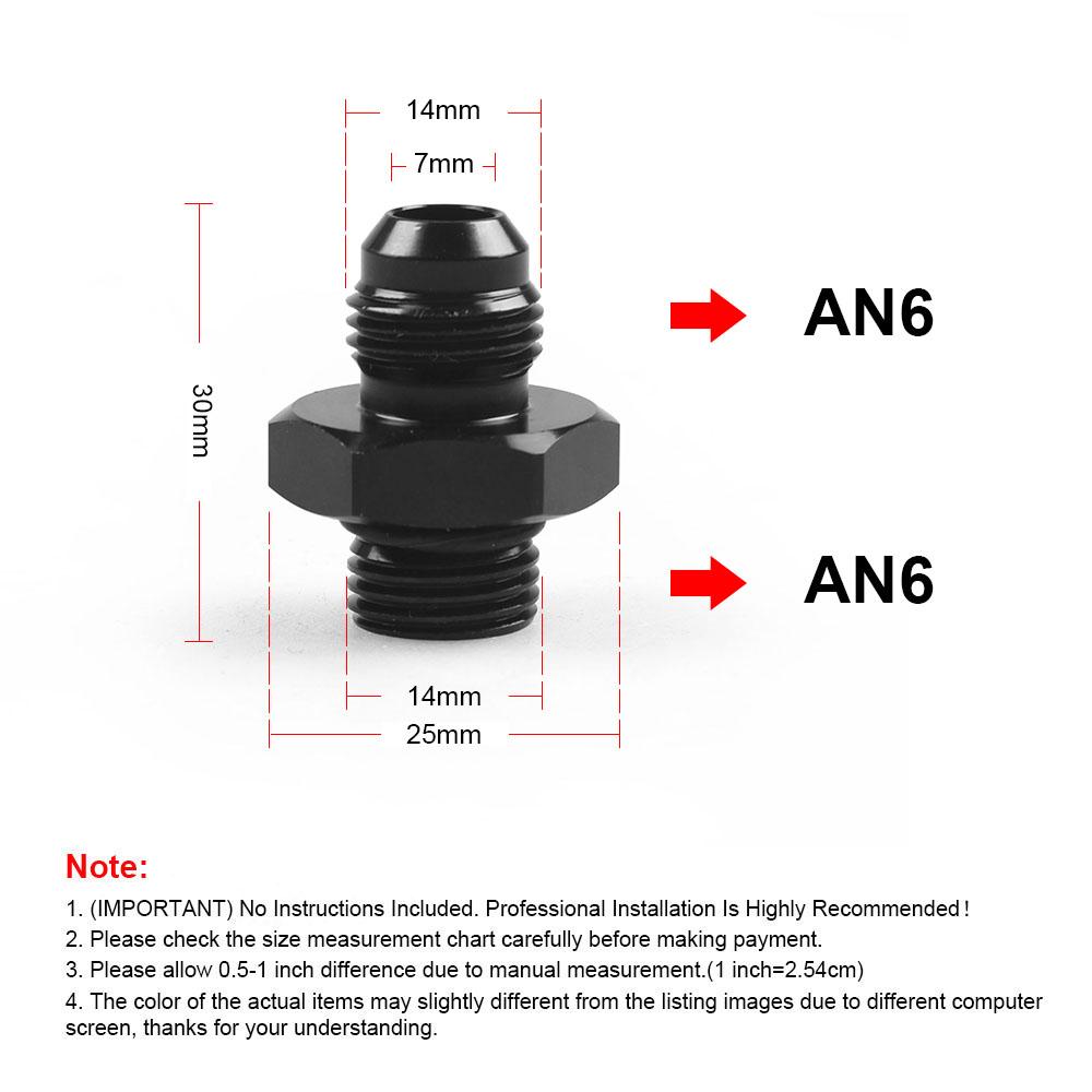 Black ORB-6 O-ring Boss AN6 6AN To AN6 6AN Male Adapter Fitting