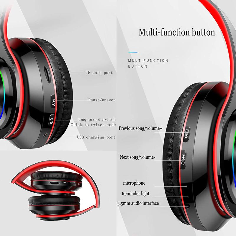Drahtlose Bluetooth-Kopfhörer, faltbarer Stereo-Sportkopfhörer, farbenfrohe Musikkopfhörer mit Mikrofon, Unterstützung für Telefonanrufe mit Tf-Karte