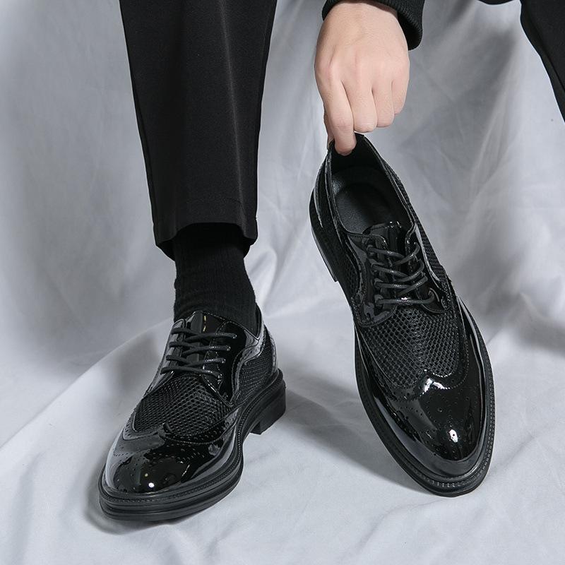 

Белые кожаные туфли мужские летние новые сетчатые дышащие полые мужские туфли корейской версии повседневные студийные свадебные туфли 46 большой размер 46