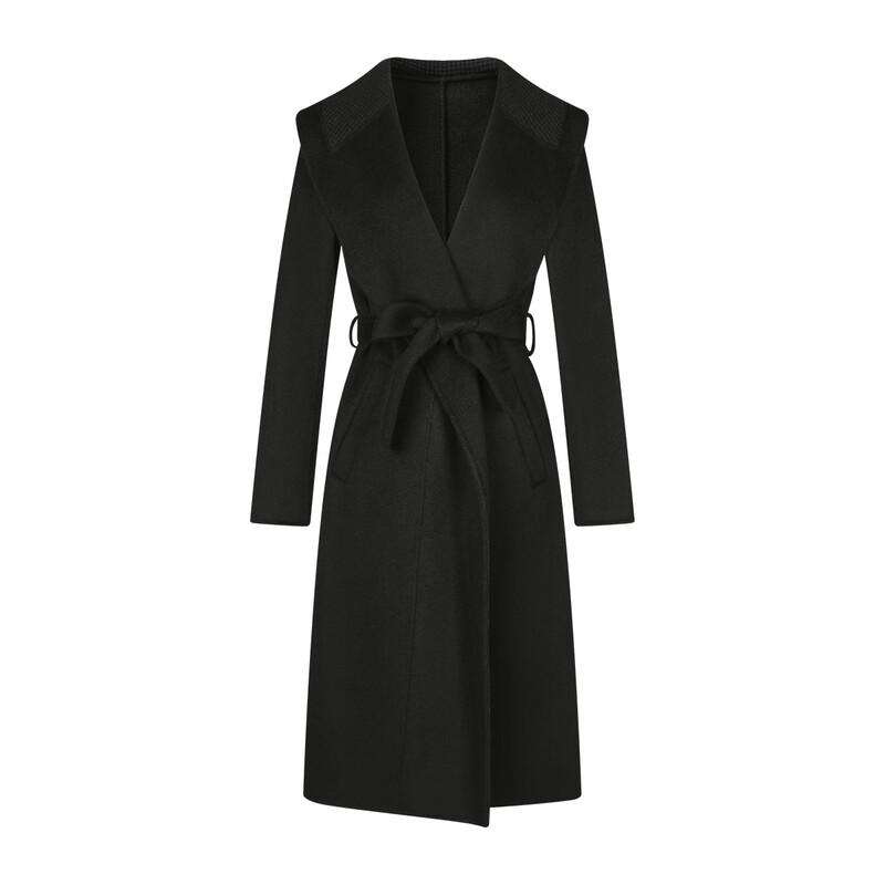 FivePlus Women's Mid-Length Wool Blend Lapel Coat