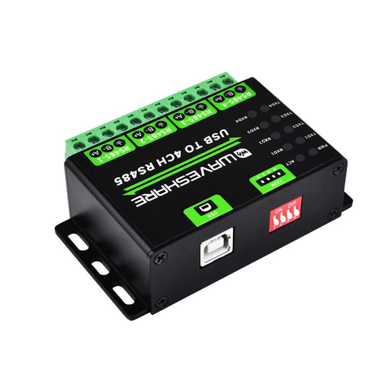Industrial USB TO 4Ch RS485 Converter Aluminium Alloy Case Multi Protection Circuits Multi Systems Support