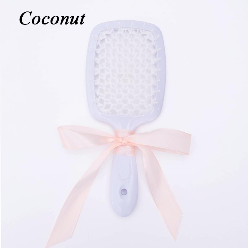 

Распутывающая расческа с ароматом розы, персика и кокосов, массажная расческа для волос, делюкс с шелковой лентой, для влажных и сухих волос, полая расческа, салонный подарок кокосовый