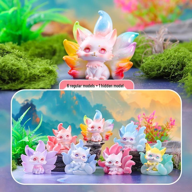 Qingqiu Nine-Tailed Fox Blind Box Figurine - Trendy New Year Gift & Desktop Decoration