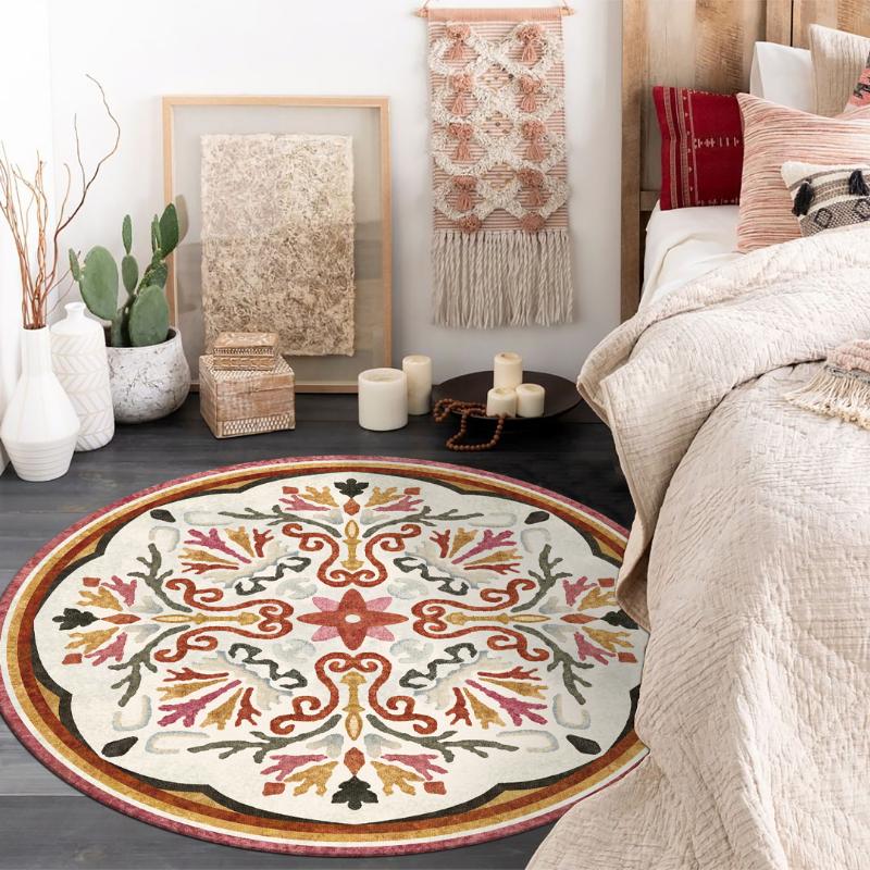 Moroccan Style Living Room Decoration Round Carpet Large Area Rugs for Bedroom Home Rocking Chair Floor Mat Washable Lounge Rug